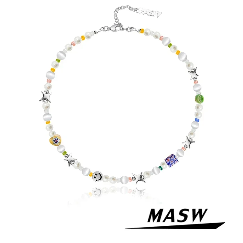 

MASW Trendy Jewelry Beads Necklace 2024 New Trend Pretty Design One Layer High Quality Star Women Necklace For Party Gifts