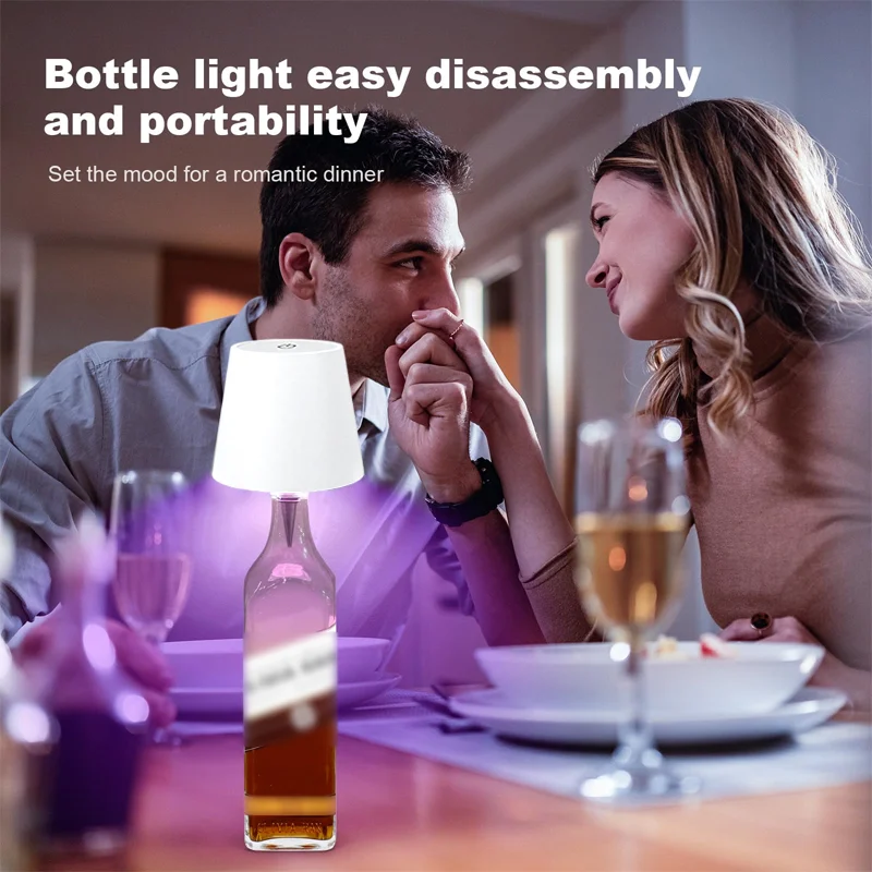 Wireless Bottle Lamp Shades Dimmable RGB Wine Bottle Lamp Indoor & Outdoor LED Wine Bottle Lights for Home Bar Party Decor