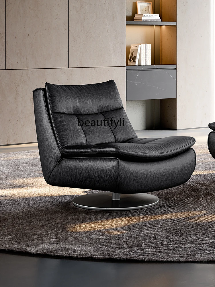 Rotating leisure chair light luxury 2025 new soft bag household leather sofa chair