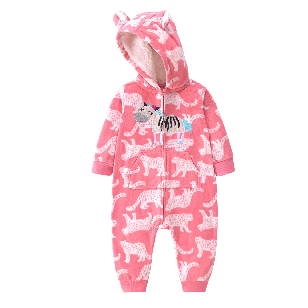 Baby Frühling Herbst Jungen Mädchen Strampler Warme Kleidung Reißverschluss Fleece Einteiler mit Kapuze Tier-Jumpsuit Säuglingskleidung 9-24 Monate – Detail 5