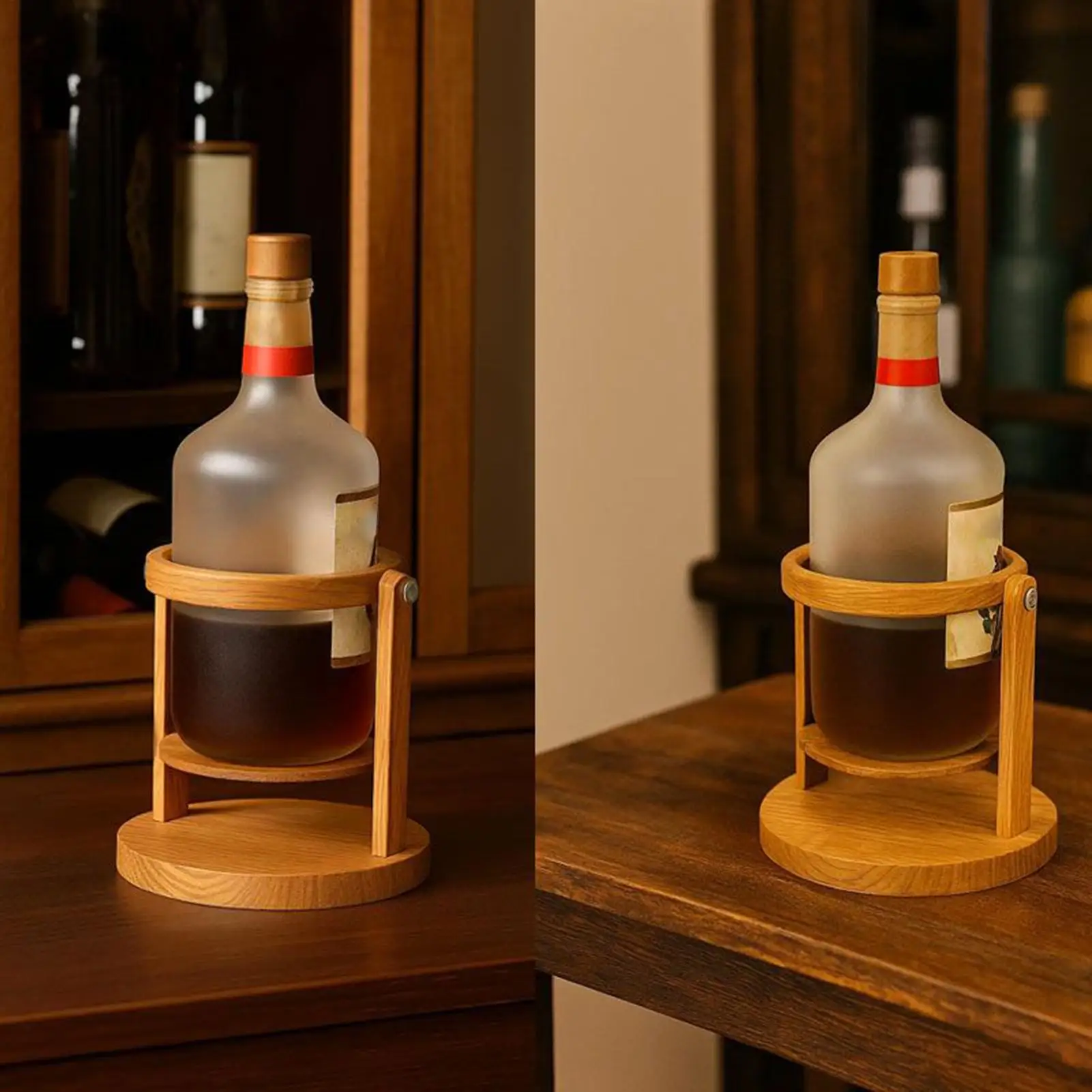 

Подставка для спирта, 180, поворотная деревянная подставка для бутылок виски, декоративный держатель для розлива вина для коктейля, виски, домашней вечеринки, бара, свадьбы