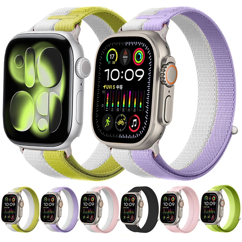Sportarmband für Apple Watch Band 42mm 46mm 38mm 45mm 41mm 44mm 40mm Ultra 49mm Nylon-Schlaufenarmband für iWatch Series 11 10 9 8 7 SE