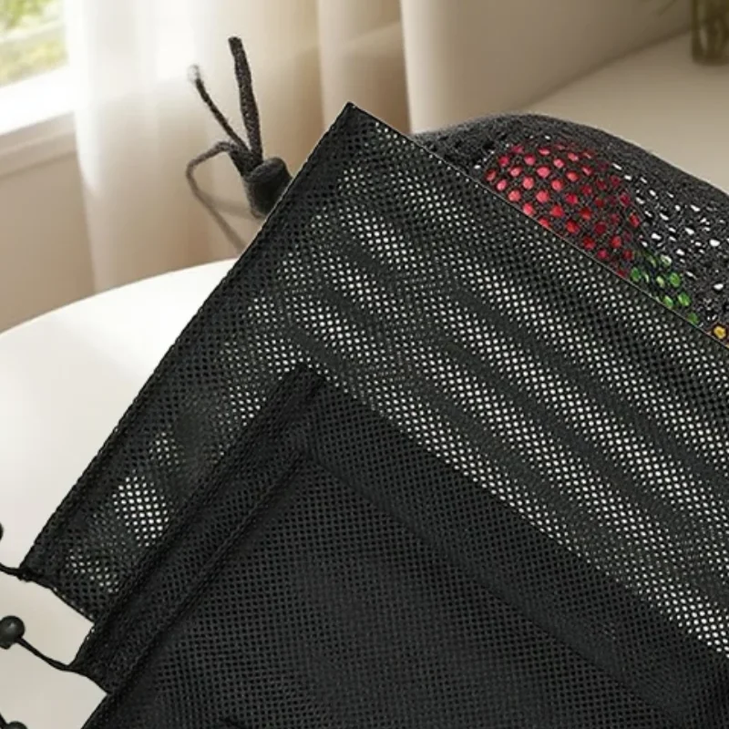 Black White Durable Mesh Drawstring Bag Storage Pouch Multi Purpose Home Travel Outdoor Activity Laundry Bag Stuff Sack