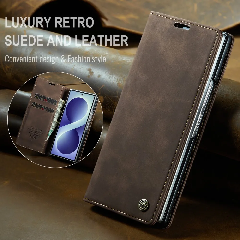 CaseMe For Samsung Galaxy Z Fold 8 Ultra Magnetic Protection Flip Leather Phone Case Wallet Card Slot Shockproof Back Cover