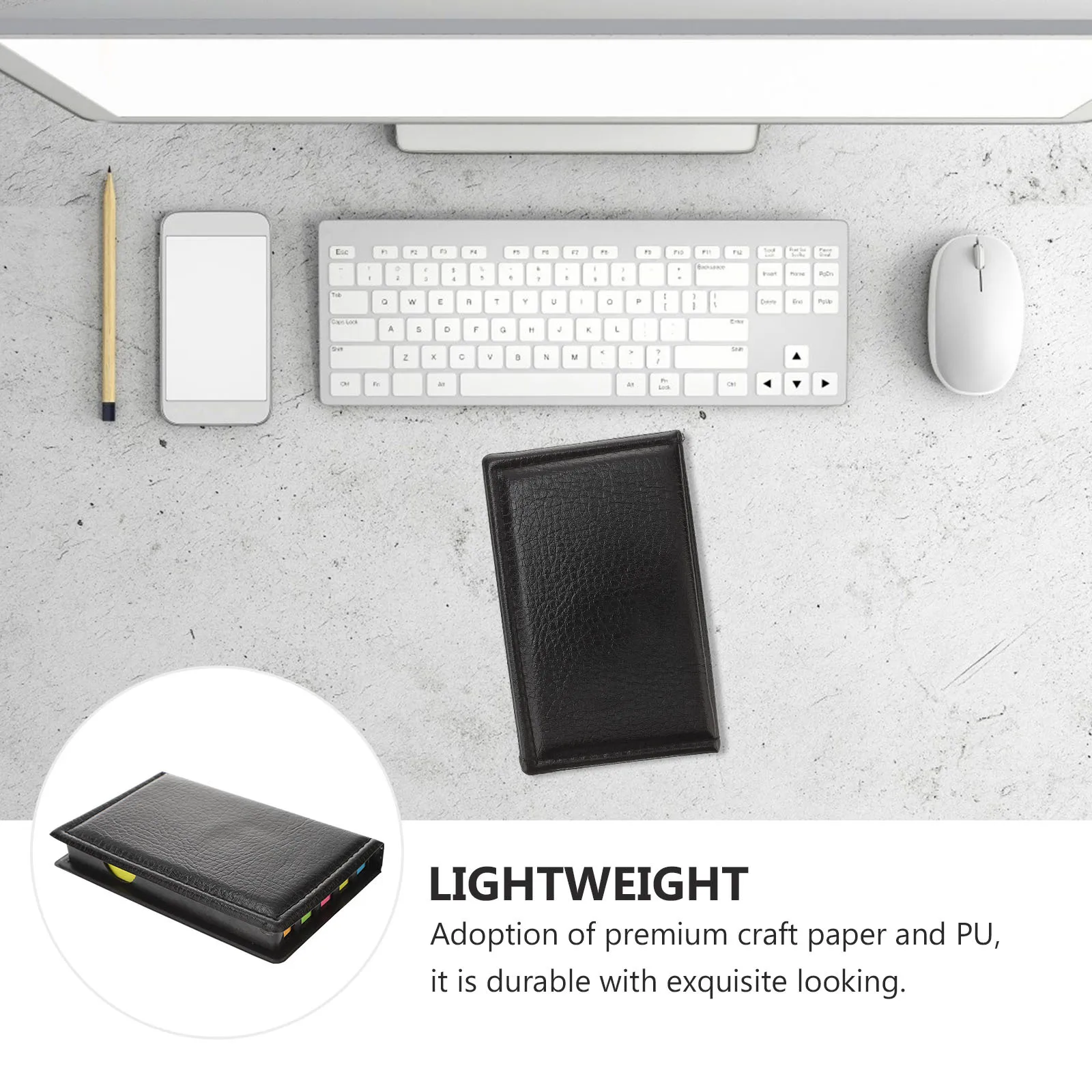 Sticky Memo Set Premium Craft Paper PU Exquisite Looking Convenient Practical Home Work Office School Use