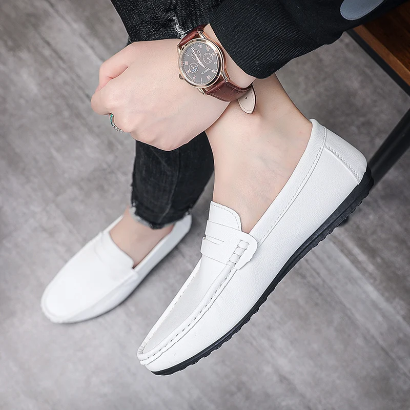 Leather Men Casual Shoes Breathable Comfort Slip-on Mens Driving Shoes Fashion Male Lazy Shoes Luxury Brand Loafers Moccasins