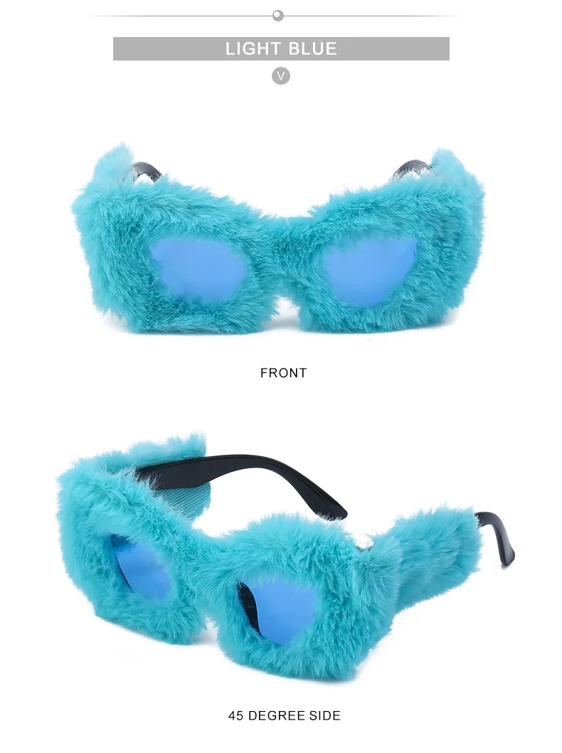 Modische Katzenaugen-Sonnenbrille für Damen 2026 Luxus-Markendesigner Rosa Weiche Fell-Samt-Sonnenbrille für Damen Handgefertigte Plüsch-Brillen – Detail 19