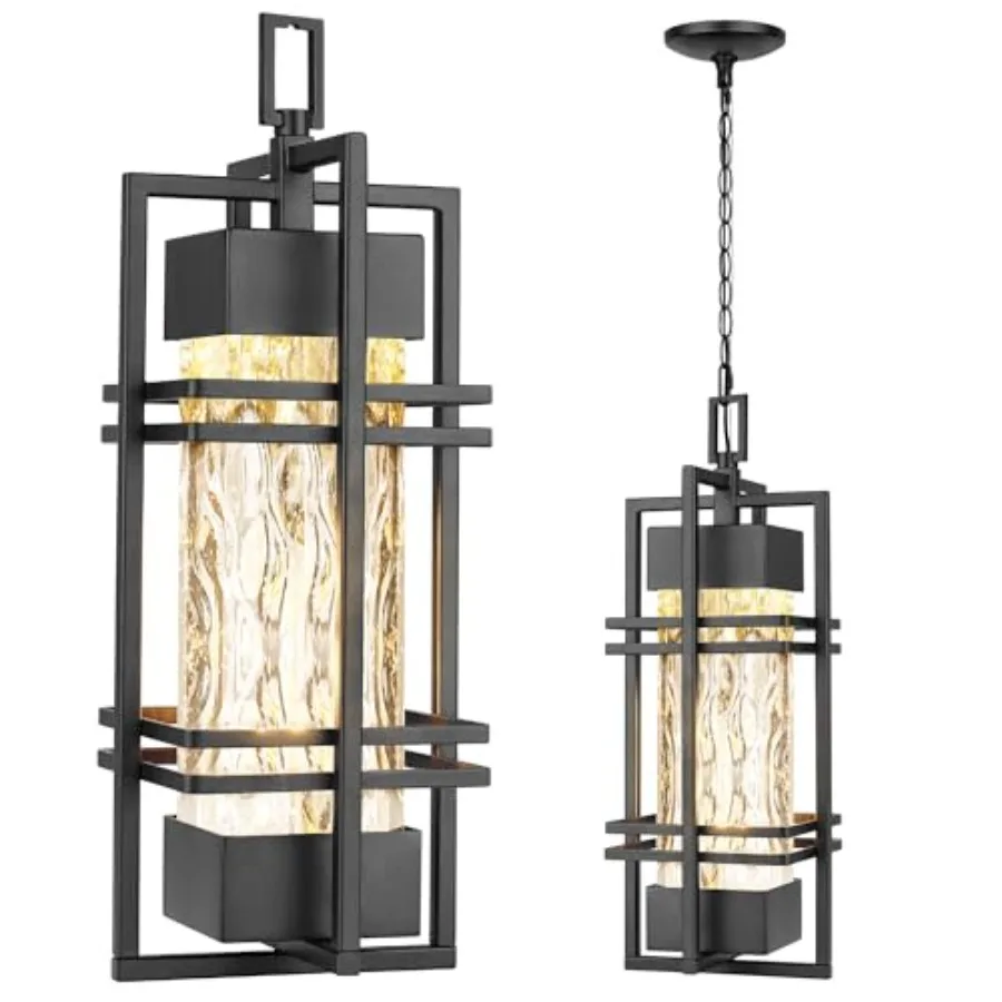 

Large Outdoor Pendant Light Fixture Modern Hanging Lantern Ceiling Mount Anit-Rust Waterproof Chandelier Lighting Exterior with