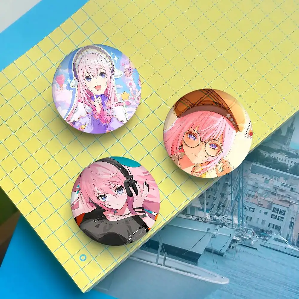 V-virtual Singer L-Luka Anime Round Laser Badge Cartoon Brooch Clothes Backpack Accessories Lapel
