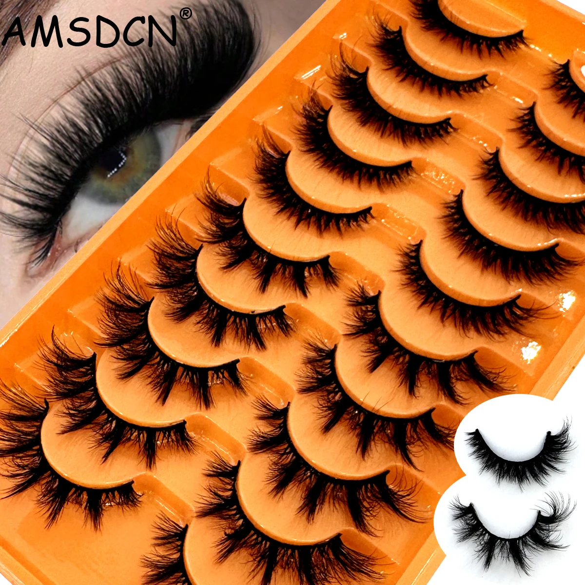 HBZGTLAD 10 Pairs of Mixed 6D Artificial Mink Eyelashes Fluffy Thick Dramatic Natural Messy Cat Eye Eyelashes Slender Soft Curly