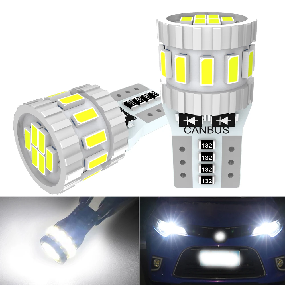 

2 шт. светодиодные лампы W5W T10 Canbus, 18 SMD 3014, для габаритных огней, освещения салона, подсветки карты, потолочного освещения, боковых габаритных огней, 12В 5W5