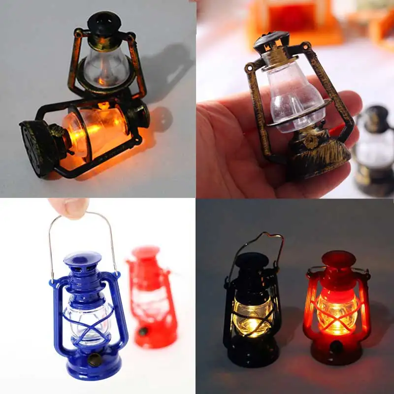 1/6 Sscale Miniature Dollhouse Accessories Mini Simulation Oil Lamp Kerosene Lantern Model Toys Micro Landscape Decoration Scene