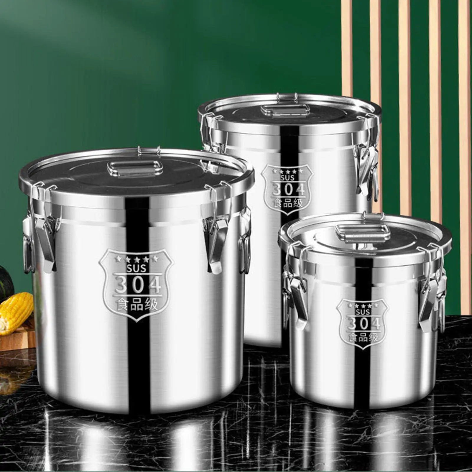 Vacuum Sealed Tank Coffee Bean Storage Tank Household 304 Stainless Steel Food Storage Jars Moisture-proof Sealed Container
