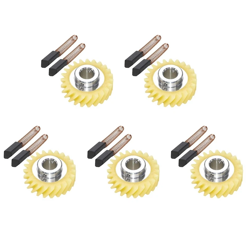 5X W10112253 9706416 Motor Brush W10380496 4162897 Mixer Worm Drive Gear For Kitchenaid Stand & A Pair Of Motor Brush