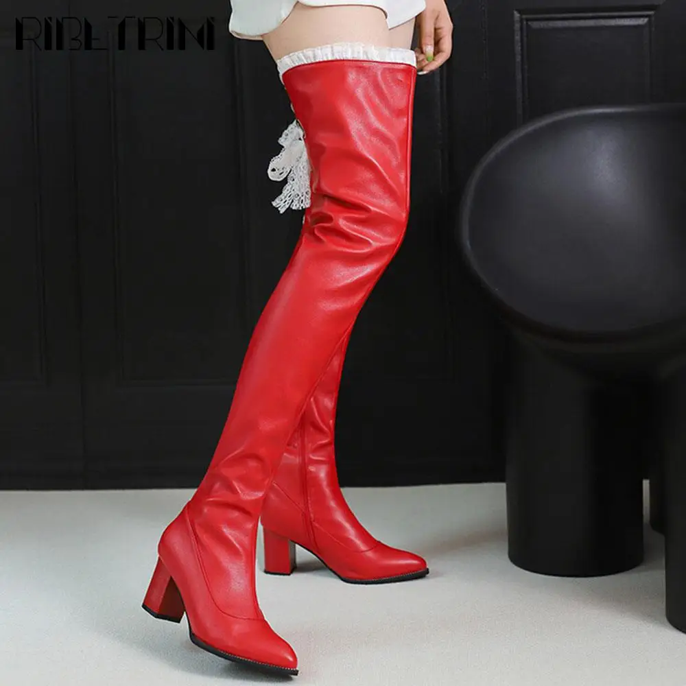 Over Knee High Women Chelsea Boots Chunky High Heels Luxury Trendy Fashion Designer Brand Winter Platform Boot Woman Big Size 48