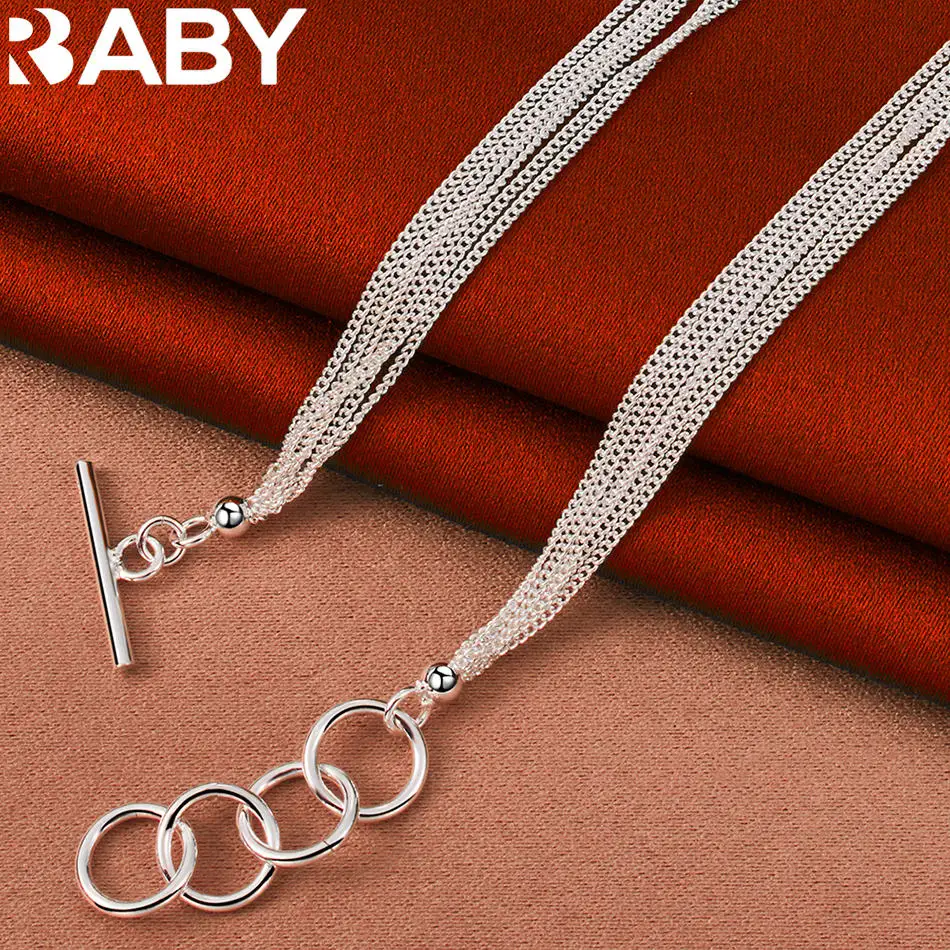 

URBABY 925 Sterling Silver 45cm Small Round Beads Necklace For Women Charm Trend Birthday Gifts Fashion Party