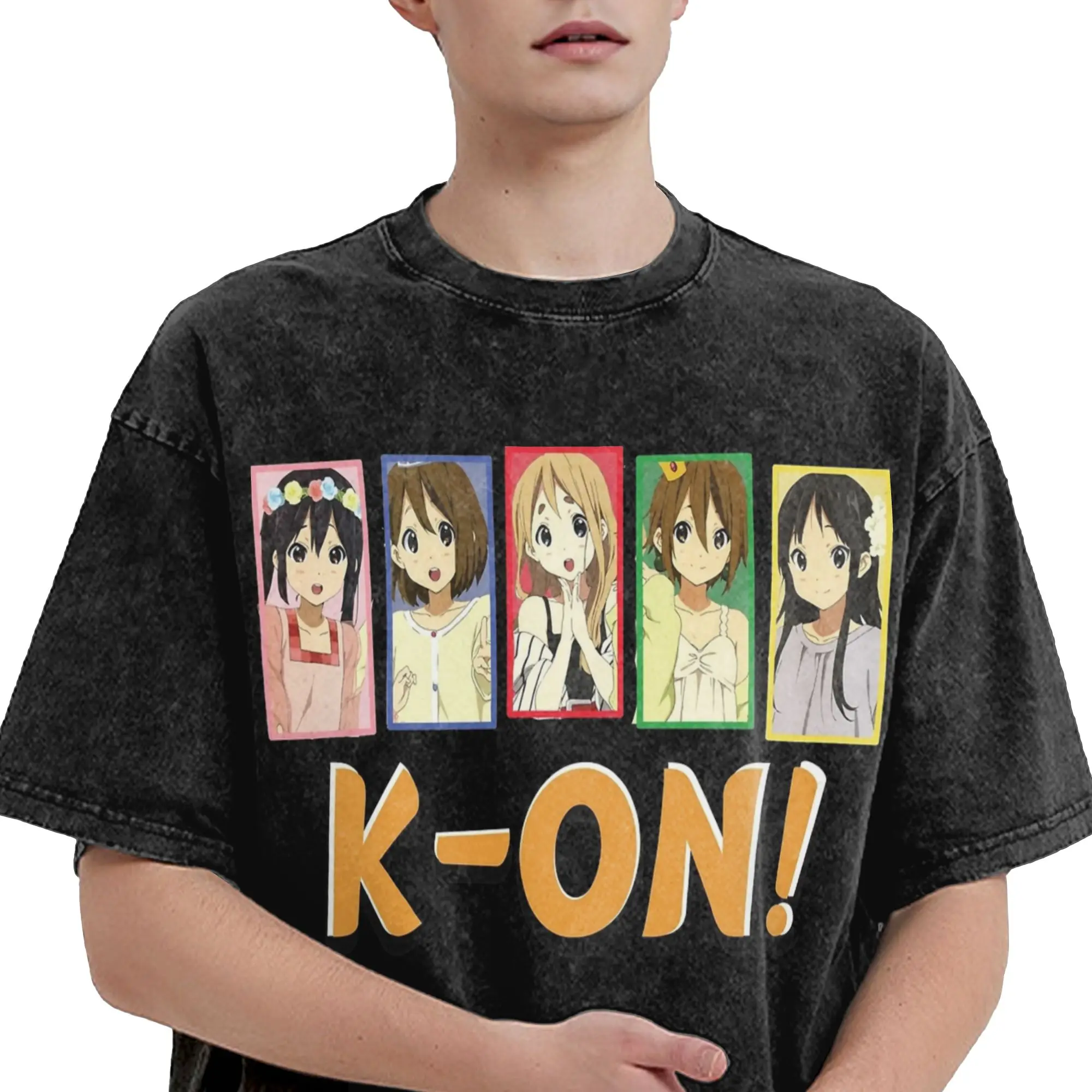 K-On Houkago Tea Time Washed T Shirt Streetwear Hip Hop Fashion T-Shirts  Tees Tops Men Women Short Sleeve Oversize