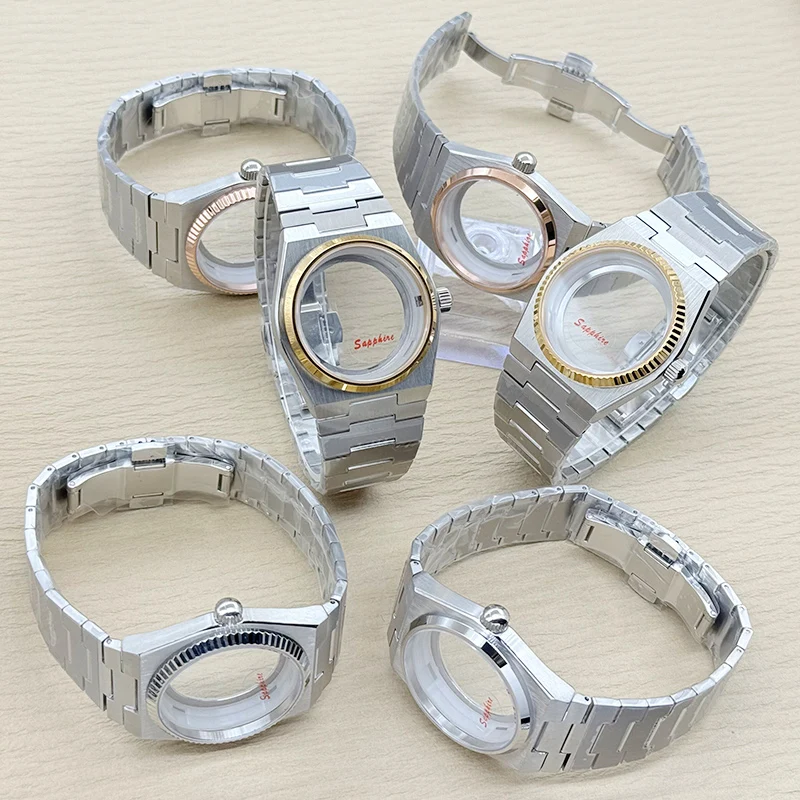 Mod PRX Super Player 40mm Sapphire Glass case + strap Fit NH35 NH36 4R35 4R36 Movement Watch Case +Inner Shadow Ring parts