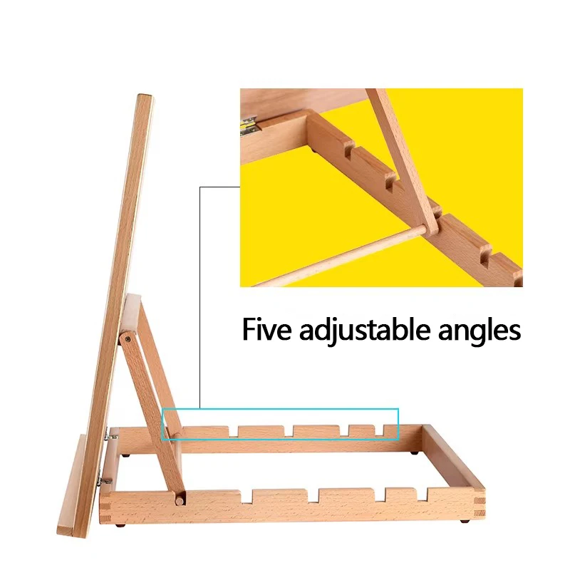 Desktop drawing board stand, beech wood desktop drawing stand, portable folding drawing stand for sketching and sketching