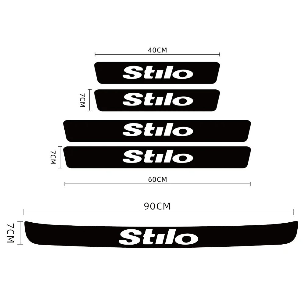 For Fiat Stilo Ducato Doblo Uno Sedici Toro Mobi Cronos Car Door Threshold Rear Trunk Sill Carbon Fibre Auto Sticker Accessories