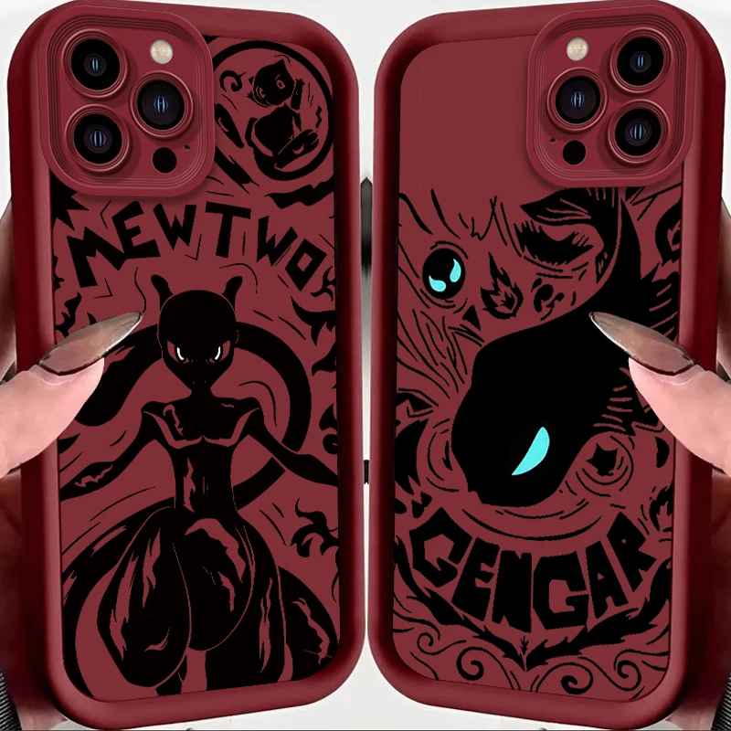 G-Gengars P-Pokemones M-Mewtwos Eye Ladder For Apple iPhone 15 14 13 12 11 XS XR X Pro Max Plus Back Phone Case