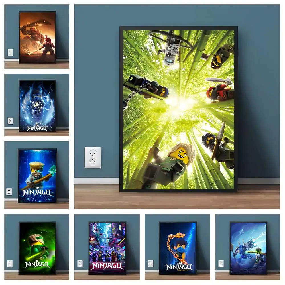 Action Cartoon N-Ninjago Poster Pegatina artistica HD autoadhesiva impermeable para salon dormitorio