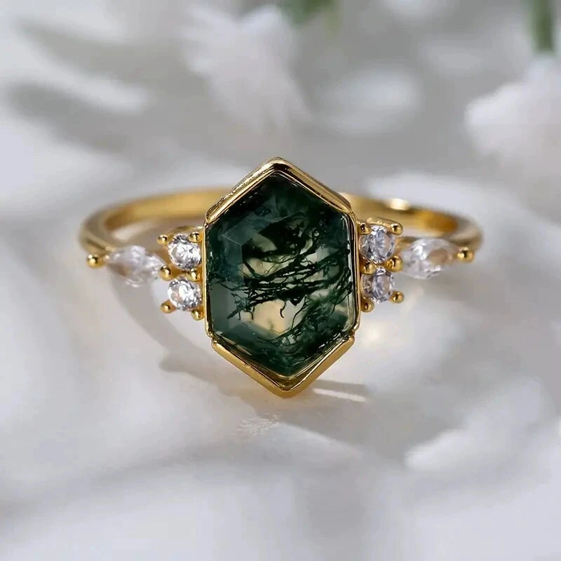 Luxury Geometric Resin Stone Wedding Bands Gold Color Female White Zircon Promise Engagement Rings For Women Jewelry