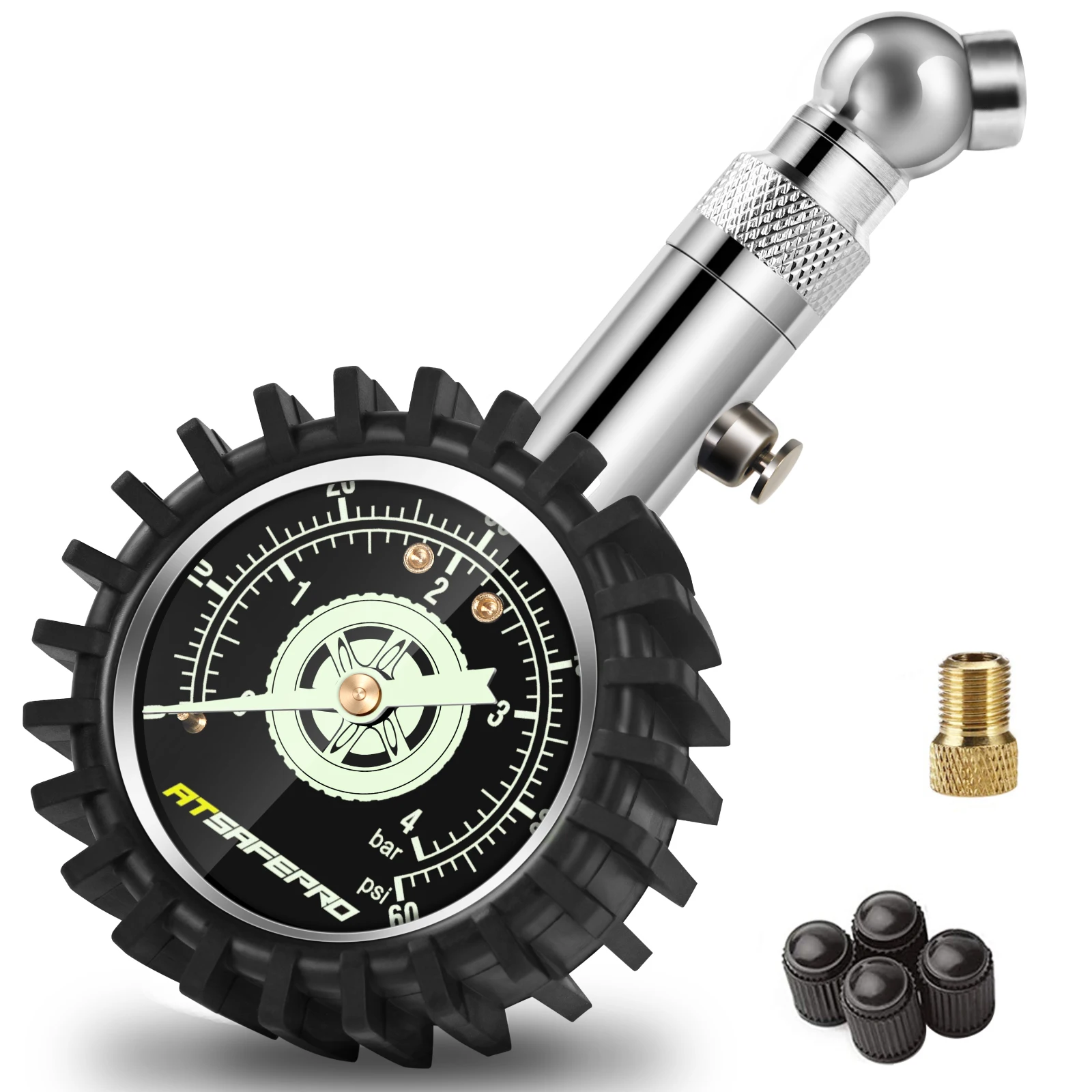 ATsafepro Tire Pressure Gauge 60Psi Vehicle Tester Monitoring System Manometro Presion Neumaticos For Motorcycles Car Truck