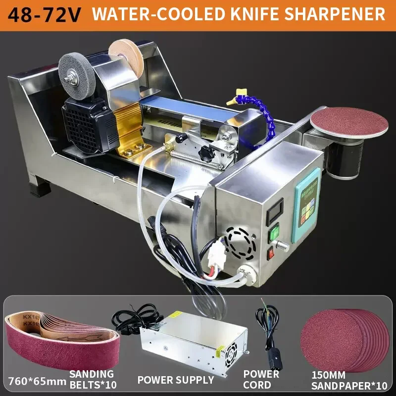 Portable Water-Cooled Knife Sharpener—New Model 48/60/72V/220V Electric Knife Sharpener, Water-Cooled Sanding Belt Machine