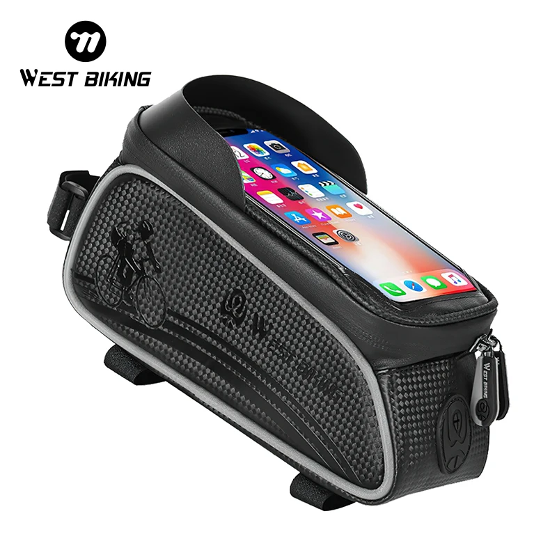 

WEST BIKING Cycling Top Tube Bag Waterproof Touch Screen Phone Case Storage MTB Road Bicycle Front Frame Bag Bike Accessories