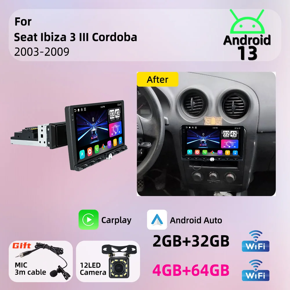 For Seat Ibiza 3 III Cordoba 2003-2009 Android 1Din Car Stereo 9