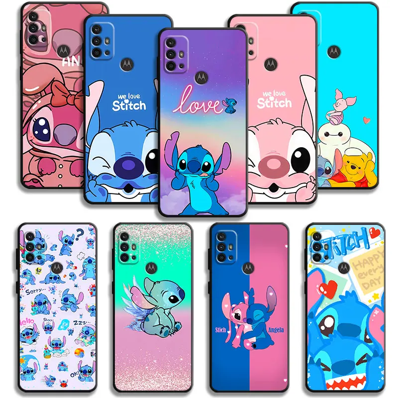 Disney Cute Stitch Love Angel Phone Case For Motorola Edge 40 30 20 Lite G72 G71 G60 G53 G52 G50 G51 G31 G30 G22 G9 One Fusion