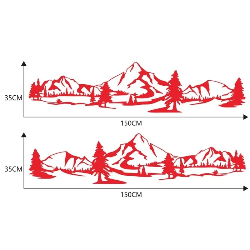 150cm RV Sticker Mountain & Tree Scene Car Sticker and Decals Forest Vinyl Graphic Kit for Camper RV Trailer Car Accessories