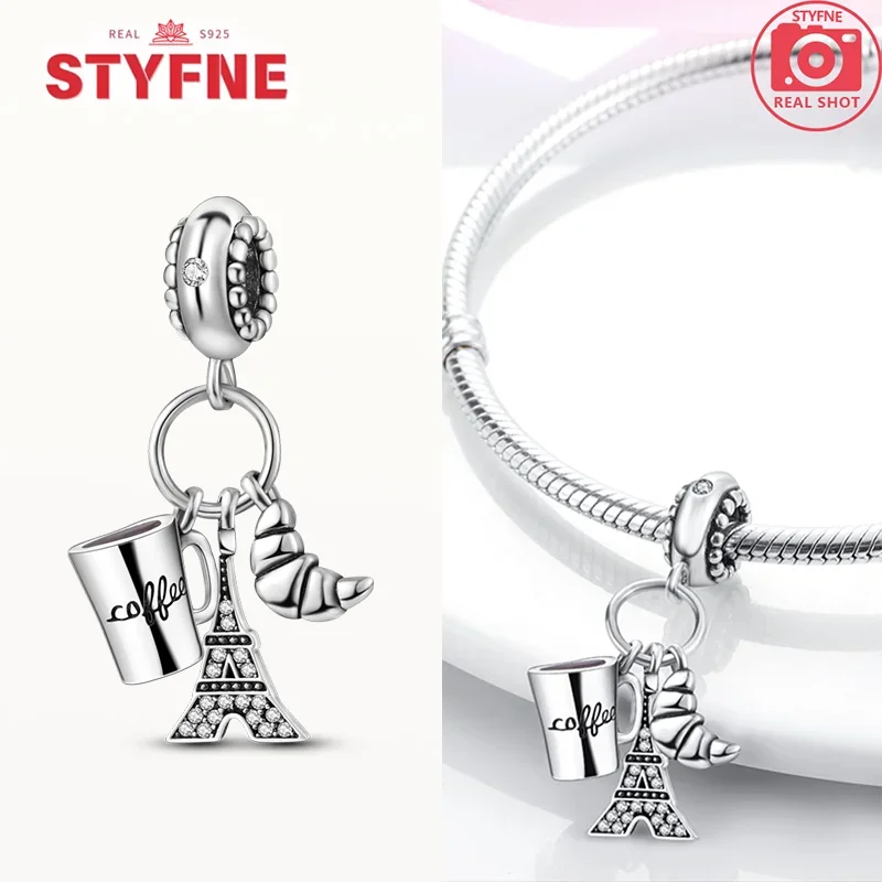 Silver-Plated Mini Eiffel Tower Charms Beads for Bracelets