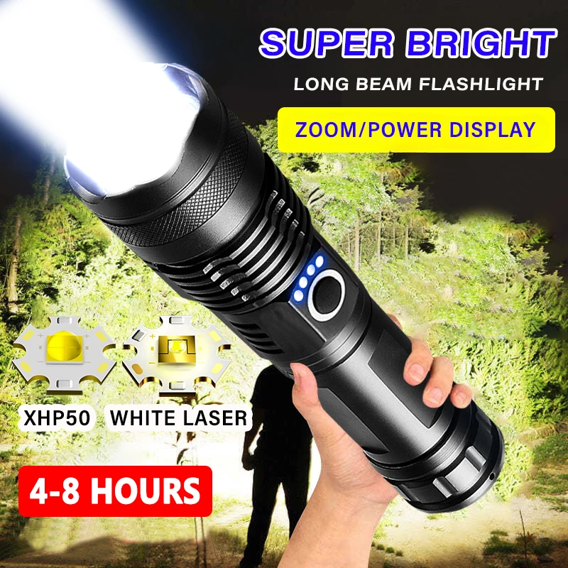 High Power Led Flashlights Long Shot Zoom Super Bright Flashlight Led USB Rechargeable Very Strong Led Flashlight For Camping