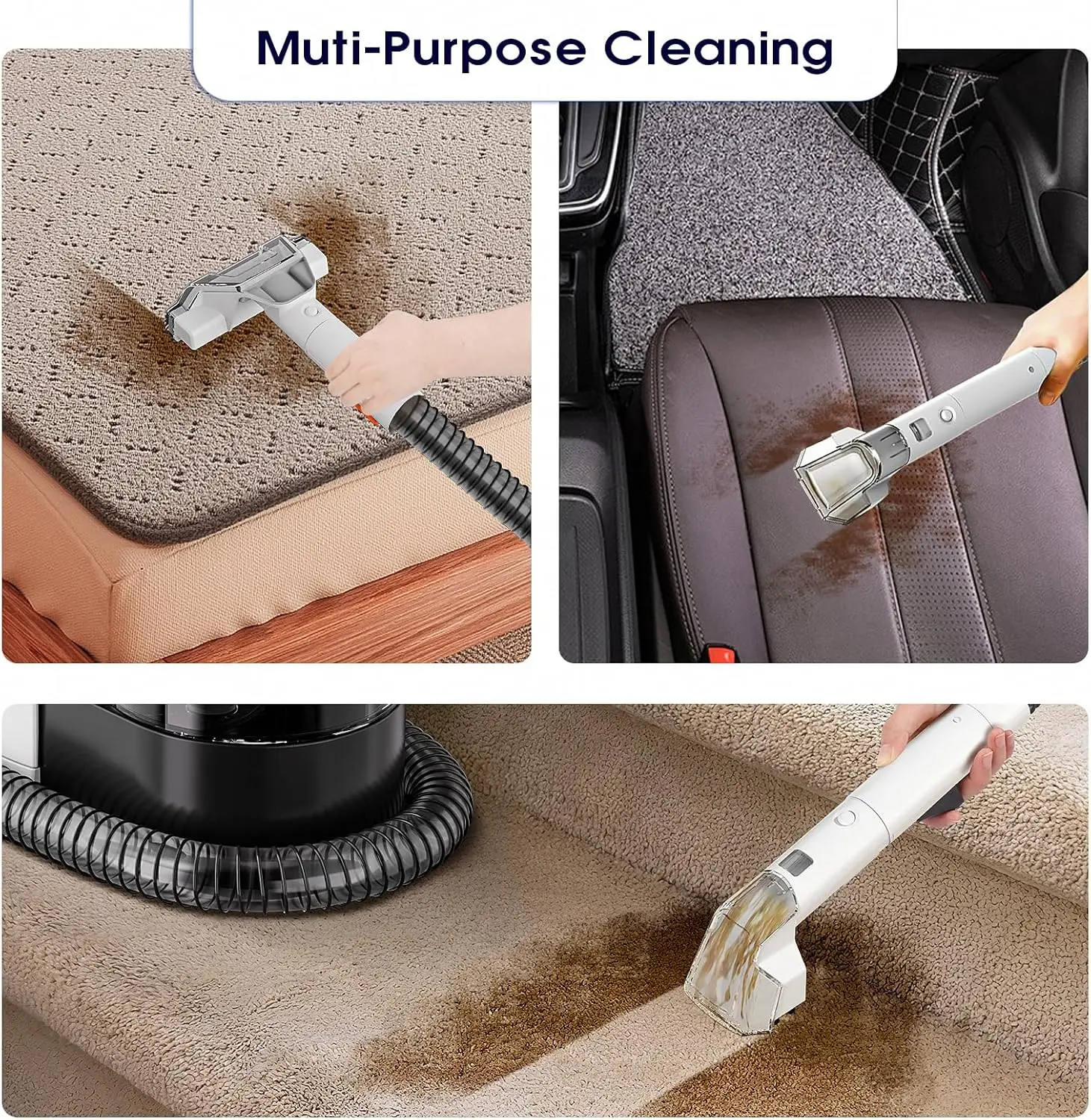New Portable Carpet Upholstery Cleaner Machine Spot Stain Deep Cleaner 500W motor Powerful Suction With Two-Brush for Pets