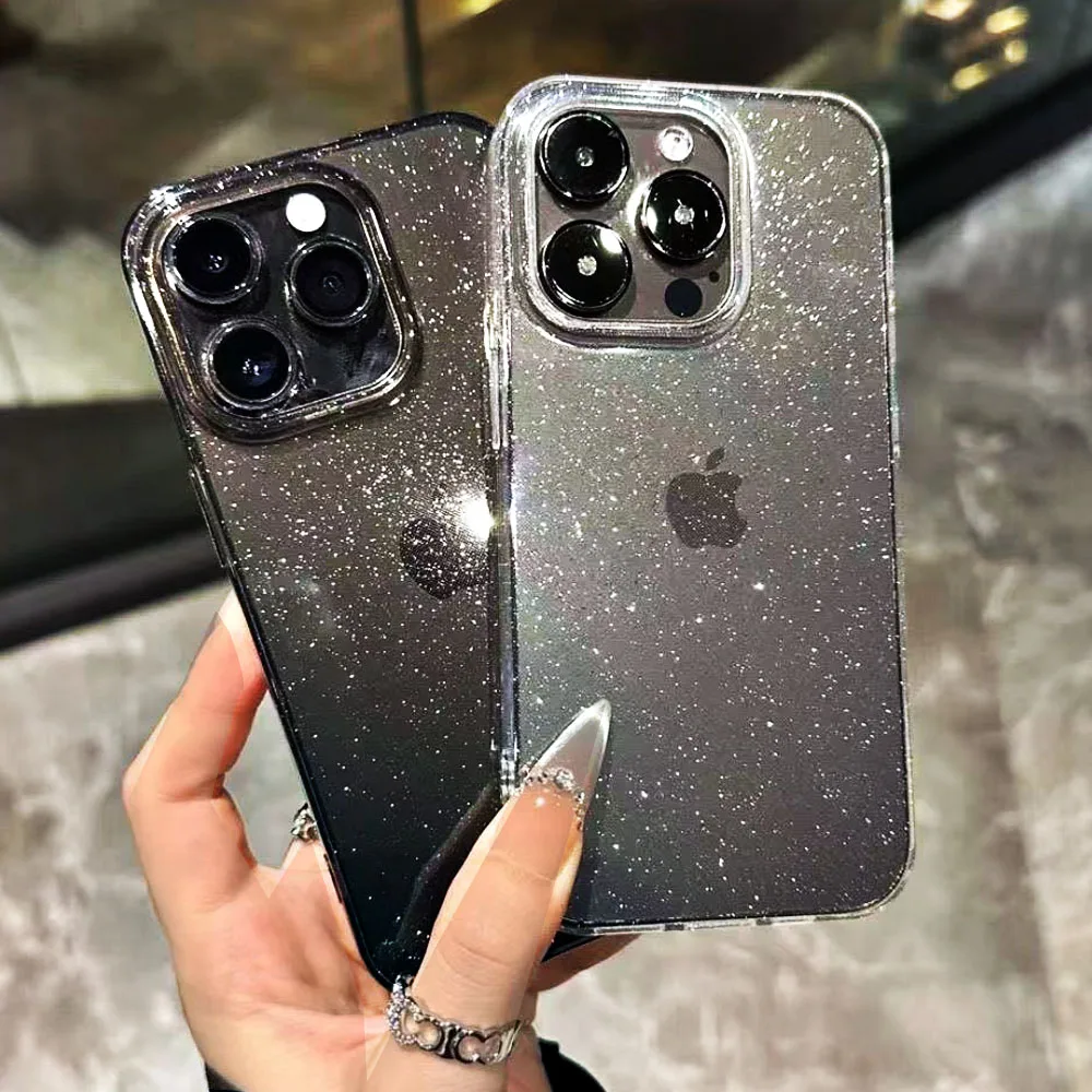 

Новый роскошный блестящий прозрачный чехол для iPhone 16, 15, 14, 13, 12, 11 Pro Max Mini X XR XS, противоударный прозрачный мягкий чехол из ТПУ