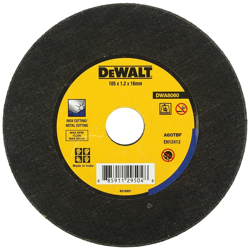 DEWALT DWA8060 Режущий диск 100 x 1,2 x 16 SS T1 для нержавеющей стали, долговечный режущий диск без заусенцев, круглый режущий диск