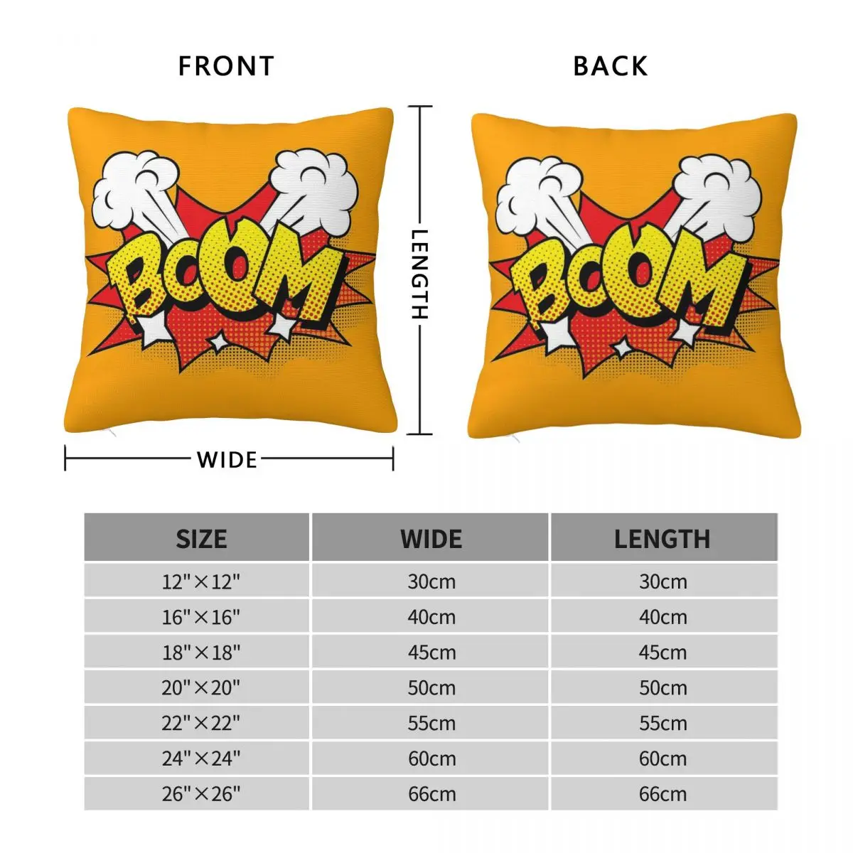 Boom Comic Sound Effects Pillowcase Polyester Linen Velvet Creative Zip Decor Throw Pillow Case Home Cushion Case