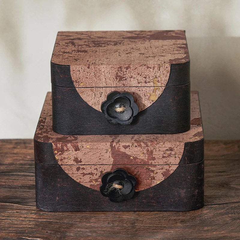 DCASA New Chinese Style Element Moss Pattern Fabric Storage Box Decoration Box Model Room Ornament Advanced Sense