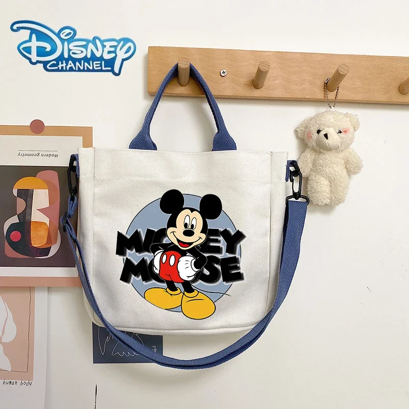 Disney Mickey Minnie Mouse Cute Cartoon Shoulder Bag Fashion Canvas Bags Kawaii Anime Printing High-capacity Commuting Handbag