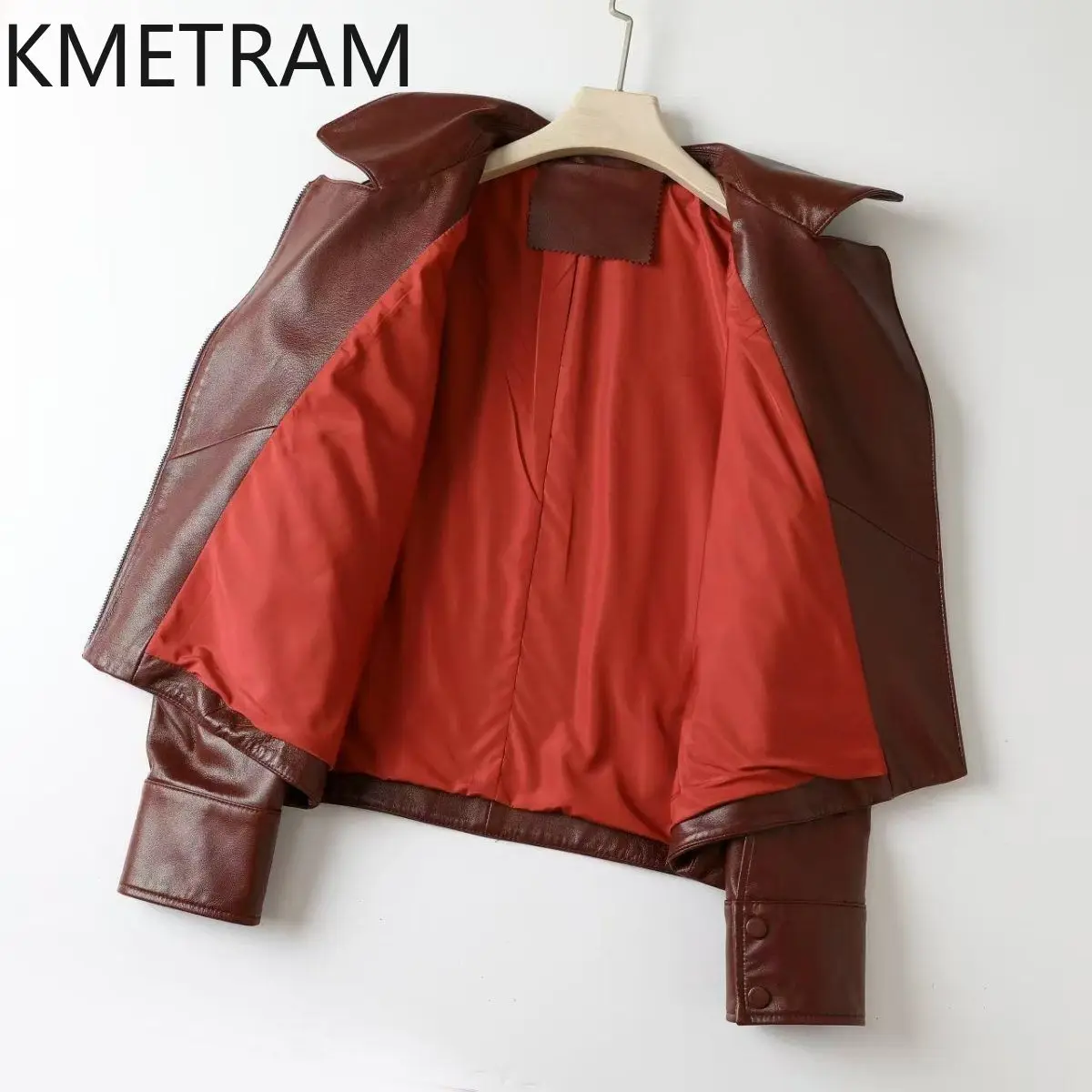 100% Sheepskin Real Leather Jacket Women Winter Clothes Motorcycle Burgundy Jackets Cropped Outerwears 2024 дубленка женская