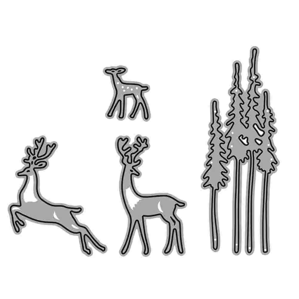 

2 Pcs Christmas Carbon Steel Die Metal Cutting Cuts Elk Embossing Tree Iron Dies