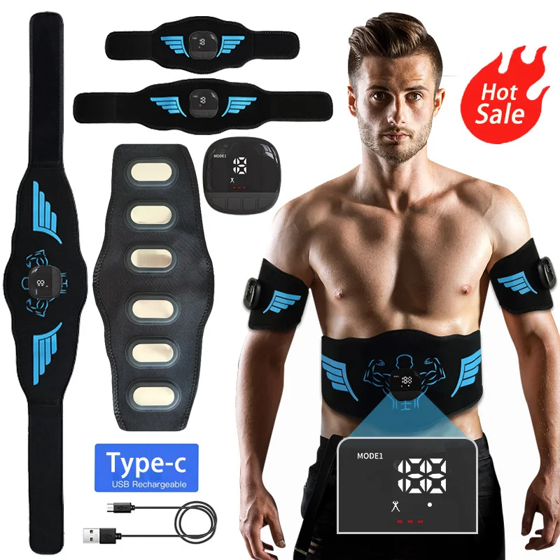 EMS Muscle Stimulator Abs Trainer Abdominal Massage Belt Muscle Toner Calorie Consumption Display Lose Weight Fat Burn Massager