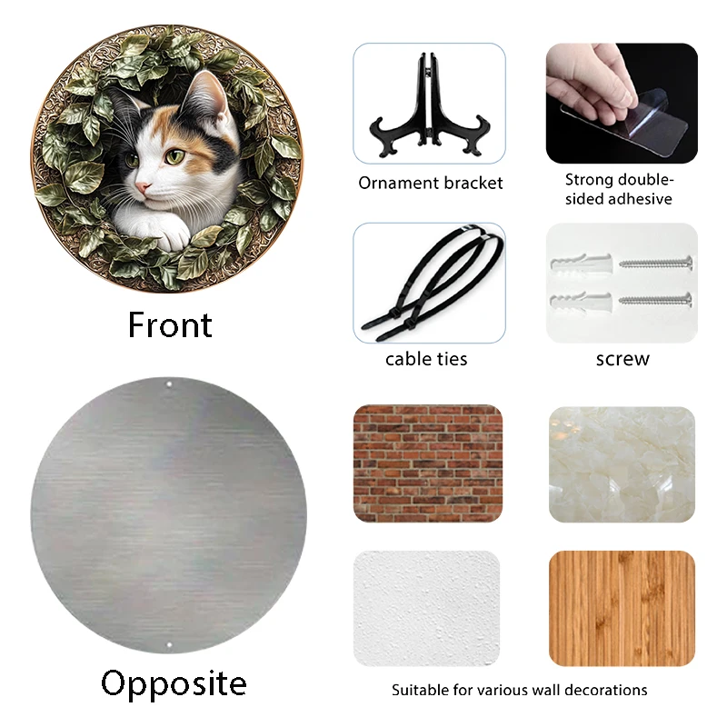 Customizable Circular Aluminum Pet Memorial Decoration - Premium Quality Pet Souvenir Tombstones for Cats & Dogs