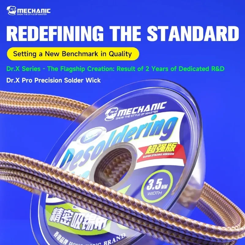 MECHANIC Dr.X Pro Desoldering Braid Wick 1.5/2/2.5/3/3.5mm Tin Absorbing Solder Remover Wire for Mobile Phone PCB BGA Welding