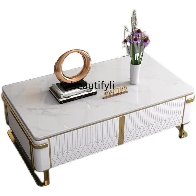 

Post-Modern Affordable Luxury Style Coffee Table TV Cabinet Simple Marble Tea Table Living Room Home Small Table