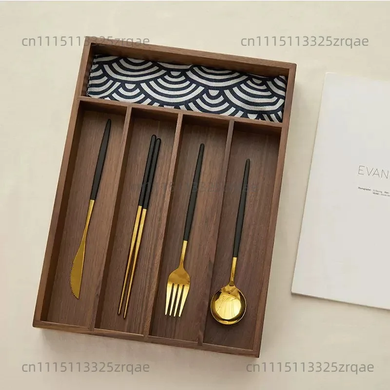 Large Storage Box Drawer Cutlery Food Jewelry Box Wooden Kitchen Cutlery Storage Box
