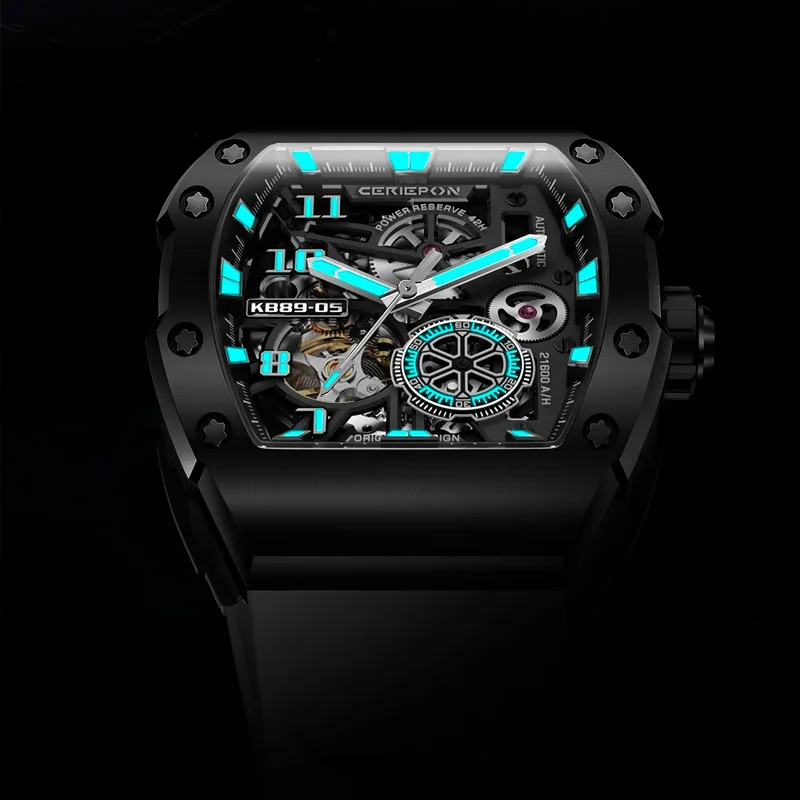 أعلى العلامة التجارية الأصلية ساعة أوتوماتيكية للرجال الراقية الفاخرة الجوف خارج كرونوغراف مقاوم للماء رجالي ساعات آلية ساعة Reloj