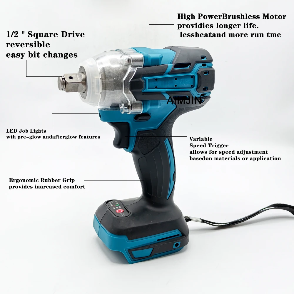 

For Makita DTW285 high torque impact wrench, wireless rechargeable handheld wrench, 18V lithium battery multifunctional tool